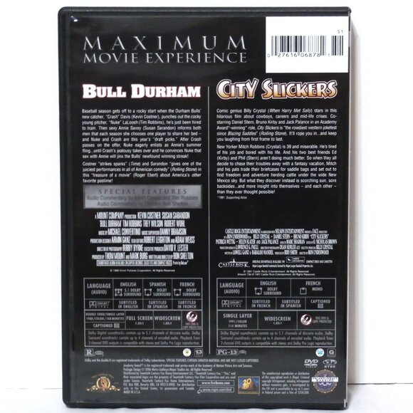 Double Feature BULL DURHAM & CITY SLICKERS DVD 2-Disc Set, Kevin Costner, Susan - Picture 2 of 5